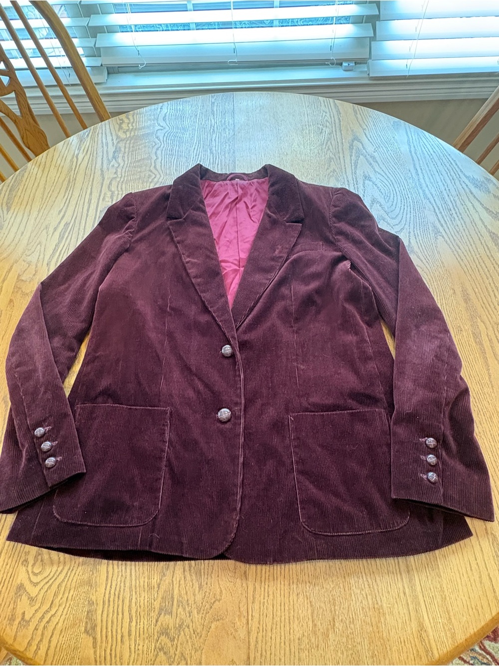 Vintage 70’s Sears The Fashion Place Wine Corduroy Blazer Jacket Womens 18